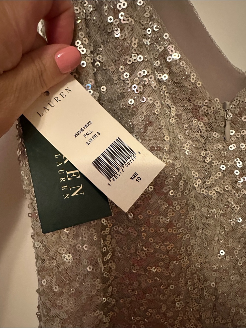 Lauren Ralph Lauren Strapless Silver Sequin Cocktail Dress